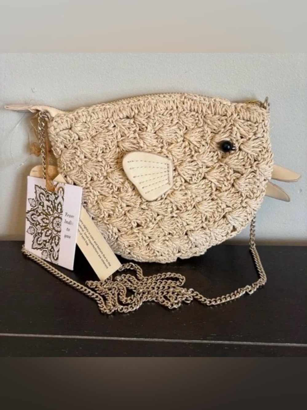 Viral TJ Maxx Raffia Fish Crossbody Bag Boho Mini Purse TikTok Trend